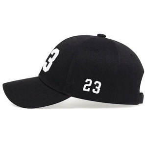 Casquette de baseball 6 panneaux noire Econex Sports avec broderie 3D blanche 23, ajustable, unisexe, en sergé, décontractée, respirante, imperméable, 100 % coton - Product Image 2