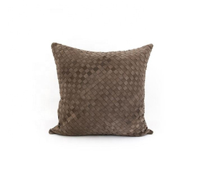 Luxury Cow <b>Leather</b> And Suede <b>Cushion</b> <b>Covers</b> Woven Design Decorative Throw Pillow For Sofa Chair Home Decorative Pillows - Product Image 5