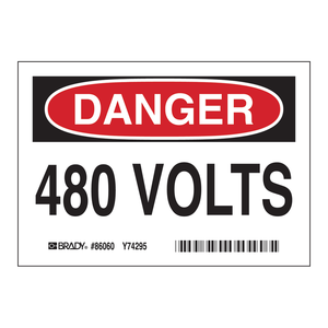 Étiquettes de danger autocollantes durables 480 volts pour zones électriques haute tension - Product Image 1