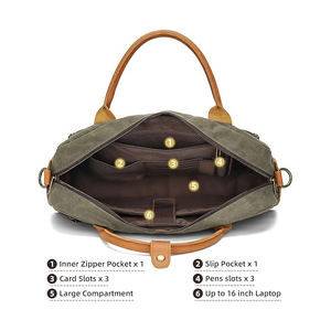 Sac à bandoulière unisexe en cuir de vachette grande capacité, sacoche d'affaires vintage en cuir véritable avec compartiment amovible pour ordinateur portable, motif géométrique - Product Image 2