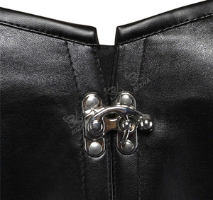 New Arrival Eco-Friendly Soft Leather Breathable Firm Control Overbust <b>Corset</b> Boned Burlesque <b>Bustier</b> Lingerie Top Rivet Lace - Product Image 4