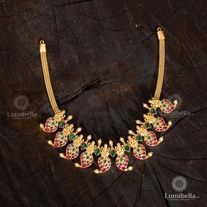 Lakshmi Jadau Handset Neckpiece-Cultural Collectible Jewelry Alloy Gold Plating Oxidized Polish Finish Regular Length Nova Mart - Product Image 1