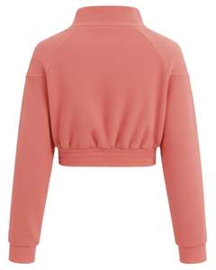 Chaqueta Corta de Forro Polar Rosa Coral para Mujer, Sudadera Deportiva Informal con Cierre, Manga Larga, Ligera, Logotipo Personalizado, Proveedor OEM - Product Image 2