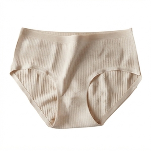 Culottes sans couture taille mi-haute pour femmes, couleur unie, en coton tricoté et élasthanne, respirantes, style basique, lavables en machine - Product Image 4