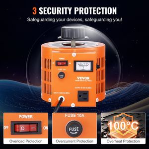 Auto Variable <strong>Voltage</strong> Transformer 7.69 Amp 110V Input 0-130V <strong>Output</strong> 4 Extra Fuses Thermal Control Switch AC <strong>Voltage</strong> Regulator - Product Image 4