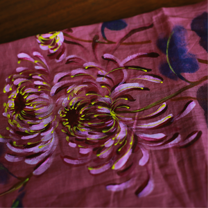 Bufanda con bordado Floral pintada a mano de estilo étnico elegante 100% tela de ramio orgánico cuadrado hecho a mano para mujer hecho en Vietnam - Product Image 2