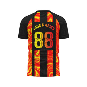 High Quality Custom Soccer Jersey <b>Fire</b> Flame Print Navy Striped Breathable Four-Way Stretch Quick Dry OEM ODM Printed Team - Product Image 6