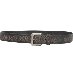 Ceinture en cuir pleine fleur de vache vintage à motifs floraux personnalisés, artisanat à la main, pour hommes et femmes - Product Image 6