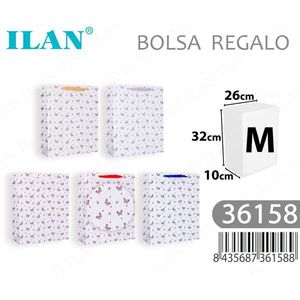 Borsa Regalo Ilan con Motivo a Farfalla, Taglia M, Confezione in Carta Bianca - Product Image 3