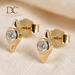 Boucles d'oreilles en or massif 10 carats avec diamant de laboratoire certifié IGI, taille brillant rond, nouvelle arrivée, bijoux pour femme, fiançailles, mariage - Product Image 4