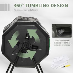 Compostiera Rotante da Esterno Verde da 165 Litri con Aeratore a Doppia Camera a 360 Gradi - Product Image 5