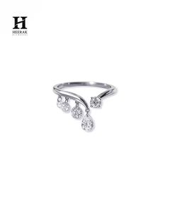 Anillo de Diamantes Colgantes con Múltiples Piedras de Moda, Oro de 10K, 14K, 18K, Elegante Anillo de Boda con Diamantes Redondos en Forma de Pera Colgantes en la Parte Delantera - Product Image 4