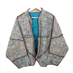 Best Quality Handmade Quilted Cotton <b>Kantha</b> <b>Jacket</b> Mandarin Collar Full Sleeve Autumn Winter Women's Fashion Regular-Length - Product Image 1