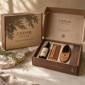 Caja de Embalaje de Cartón Corrugado Impresa Personalizada para Kit de Cuidado de Barba CEDAR - Product Image 1