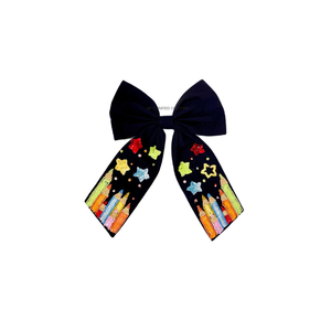 Pinces à cheveux en tissu de coton faites à la main avec nœuds perlés et perles de rocaille personnalisables pour femmes, idéales pour la rentrée scolaire et les occasions festives - Product Image 1