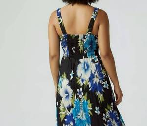 Women's Halter Neck Floral Print Knee-Length A-Line <b>Loose</b> Rayon Natural Waist Bohemian Casual Eco-Friendly Breathable <b>Dress</b> - Product Image 2