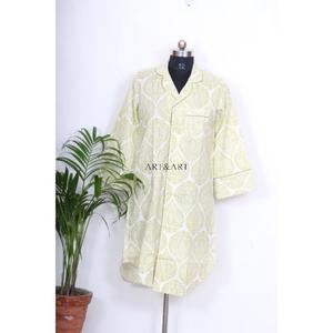 Camisón Kimono Bohemio de Algodón para Mujer, Estilo Indio, Largo Medio, con Cinturón y Botones Decorativos, Ajuste Holgado y Dulce - Product Image 1