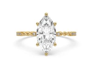 Anillo de Compromiso de Moissanita con Corte Marquesa, Plata de Ley 925, Chapado en Oro Blanco, Anillo de Promesa Elegante y Lujoso, Regalo para Ella - Product Image 2