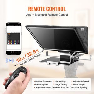 Teleprompter in Lega di Alluminio da 16 Pollici per Streaming Live, Angolo Regolabile a Pavimento, Controllo Remoto per YouTube Zoom Sup - Product Image 4