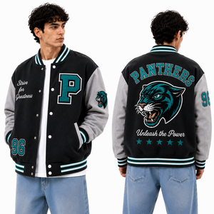 Chaquetas Varsity de Cuero Letterman para Hombre, Chaqueta Bomber Varsity con Mangas de Cuero y Lana para Uniformes de Equipos Universitarios, Ropa Urbana de Marca Privada - Product Image 1