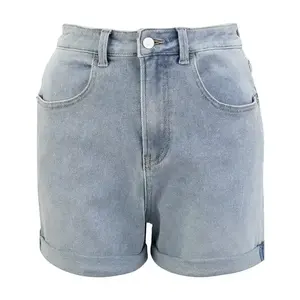 Shorts de mezclilla para mujer 2026, estilo urbano de verano, pantalones cortos rectos de cintura alta para mujer, color sólido, estilo Y2K, con bolsillos cargo y diseño cruzado. - Product Image 1