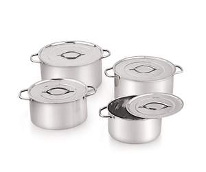 Ensemble de 4 casseroles en acier inoxydable robustes avec couvercles, fond plat, design classique, compatible avec les cuisinières à induction et au gaz, passe au lave-vaisselle - Product Image 3