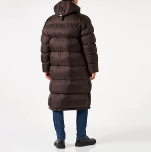 Veste d'hiver longue matelassée en tissu tissé avec capuche à bordure en fourrure, manches longues, fermeture éclair, couleur unie, extérieur en polyester, épaisse et chaude - Product Image 2