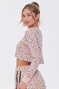 Women's <b>Knitted</b> Activewear Set Long Sleeve Crop Top Above Knee Pants Dot <b>Pattern</b> Breathable Casual Sporty Wear - Product Image 1