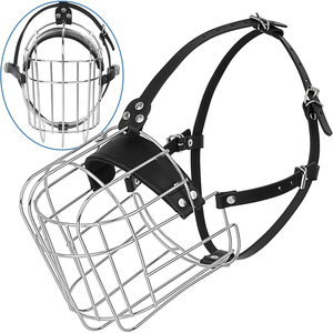 Samroz Edelstahl-Leder-Hundemaulkorb für Deutsche Doggen und Sankt Bernhardiner - Drahtkorb-Design CE-Zertifiziert Klasse I Instrument - Product Image 3