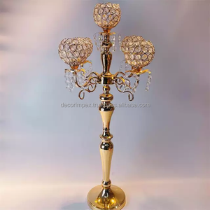 เชิงเทียนคริสตัลเคลือบทองทำด้วยมือสไตล์อินเดียเชิงเทียนตกแต่งงานแต่งงาน - Product Image 2