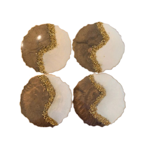 Modern Black And <b>Gold</b> Epoxy Resin <b>Coasters</b> Set With Holder Luxury Round Handmade Drink <b>Coasters</b> For Home Hotel Dining Tableware - Product Image 4