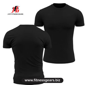 T-shirt à manches courtes pour homme, couleur unie, séchage rapide, col rond, coupe classique, jersey décontracté, 100% polyester, bleu - Product Image 2