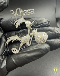 Pendentif personnalisé 3Chasa Iced Out en diamant, motif sac d'argent de personnage de dessin animé, chaîne de déclaration Hip Hop, breloque tendance - Product Image 2