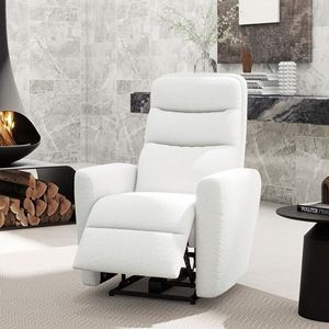 Bloomy 35.5\" High Back Power <b>Recliner</b> Motion Chair in Chiffon White Boucle - Product Image 1