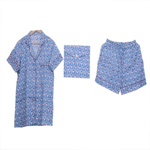 Conjunto de Pijama Corto de Algodón de Alta Calidad con Estampado Floral Hecho a Mano, Ropa de Dormir y para Estar en Casa, Precio al por Mayor Disponible - Product Image 2