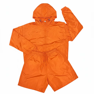 Ensemble de survêtement 2 pièces unisexe en nylon à séchage rapide, coupe-vent, short et haut, grandes tailles, léger, pour homme, vêtements de sport d'été, OEM - Product Image 1