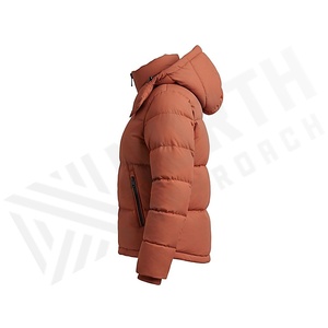 Hooded Quilted Waterproof <b>Bubble</b> Jacket Black Full Sleeve Winter Windproof Cotton Shell Knitted Fabric Polyester Filling Stand - Product Image 3