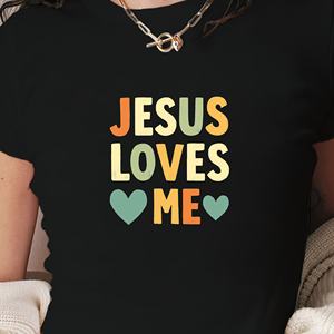 JESUS LOVES ME Y2K Camiseta de punto corta con estampado de moda para mujer, corte ajustado - Product Image 1