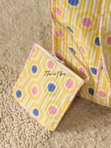 OEM Assorted Geometric Quilted Cotton Tote Bag with Pouch - Eco-Friendly Bohemian Shopper <b>Handbag</b> - Product Image 5