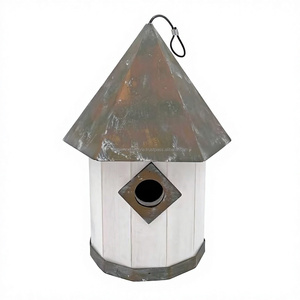 Stylish Decorative Metal Bird House Hanging Garden Shelter Outdoor Nesting Place For Small Birds Backyard - Product Image 1
