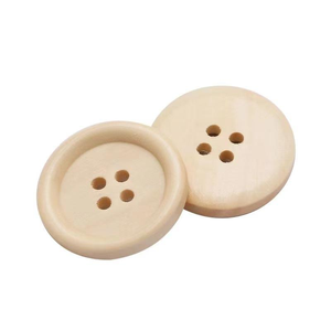 Natural Wood Classic Polished Beads Buttons 4-Hole Round Narrow Rim Sustainable Handmade DIY for <b>Shirts</b> Kidswear Blouses - Product Image 2