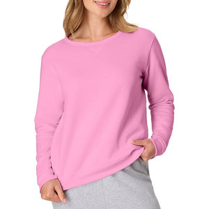 Sudadera de Cuello Redondo para Mujer, Sudadera de Forro Polar Ecosmart con Cuello en V, Manga Larga, Informal, Acogedora, Suave y Cálida, Cómoda - Product Image 1