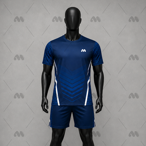 Ensemble de maillot de football bleu à séchage rapide, léger, respirant, kit de football à manches courtes, uniforme d'équipe pour adulte - Product Image 1