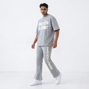 Ensemble survêtement femme oversize en polyester/coton avec impression hip-hop éco-responsable pour pantalon évasé – Vente en gros - Product Image 3