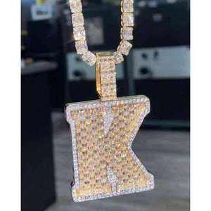 Colgante de Letra Personalizado de Plata de Ley 925 con Moissanita, Corte Brillante Redondo, Estilo Hiphop, Joyería Unisex para Aniversario - Product Image 1