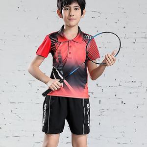 Tenue de tennis unisexe bleue à imprimé géométrique - Maillot de tennis à manches courtes en polyester pour l'été, vêtement de sport pour adulte, coupe classique - Product Image 6