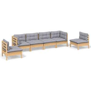 Conjunto de Muebles de Jardín de Madera de Pino Sólido Gris Grande, Tela 100% Poliéster, Elegante y Cómodo - Product Image 2