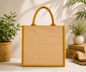 Sac de courses en toile de jute écologique 35x15x30cm motif arbre avec logo personnalisé et poignée supérieure - Product Image 5