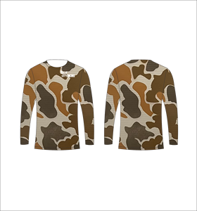T-shirt à manches longues camouflage marron personnalisé, respirant, performant, pour l'entraînement sportif, haut de sport durable pour la remise en forme - Product Image 1