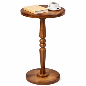 Handcrafted Eco-friendly Round Mango Wood Pedestal <b>Side</b> <b>Table</b> Decorative Traditional Antique Black Wholesale India - Product Image 4